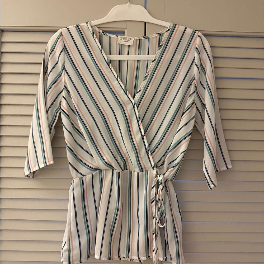 Striped Wrap Top